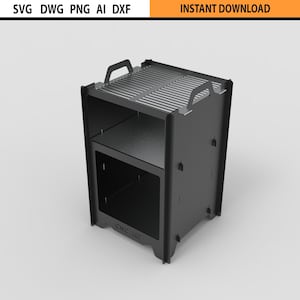 File di progettazione di braciere per griglia tagliata al laser in formato DXF, griglia pieghevole portatile e braciere, braciere fai da te, file di progettazione di barbecue in formato DXF per taglio laser al plasma CNC