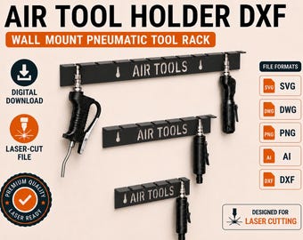 Soporte para herramientas neumáticas cortadas con láser DXF – Archivador neumático de pared para plasma