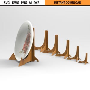 Fotolijst bordhouder standaard display-ontwerpbestand | Lasergesneden ezelstandaards bundelset van 6 ontwerpsjabloon | Lasergesneden houten bordstandaard