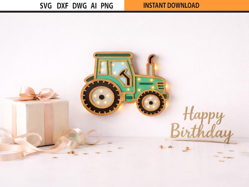 Multilayer Sign Tractor Tractor Night Light SVG – Laser Cut Multilayer Kids Lamp File - Etsy