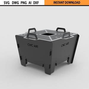 File dxf per la progettazione di un braciere con griglia tagliata al laser, griglia portatile pieghevole e braciere, braciere fai da te, file di progettazione barbecue DXF per taglio laser al plasma CNC