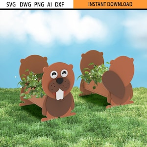 Lasergesneden babyotter plantenbak, schattige dieren plantenbak, tuinornament, lasergesneden plantenbak, decoratieve plantenbak, lasergesneden kinderen plantenbak SVG