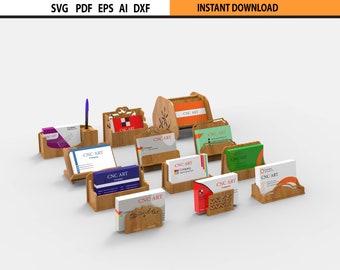 Laser Cut Business Card Holder SVG Bundle: 12 Designs (Digital Download)