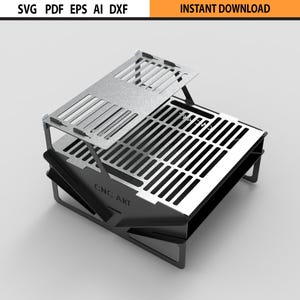 Laser Cut Grill Feuerstelle Design dxf Datei, tragbare faltbare Grill & Feuerstelle, DIY Feuerstelle, BBQ Design Dateien DXF für Laser Cut CNC Laser Cut
