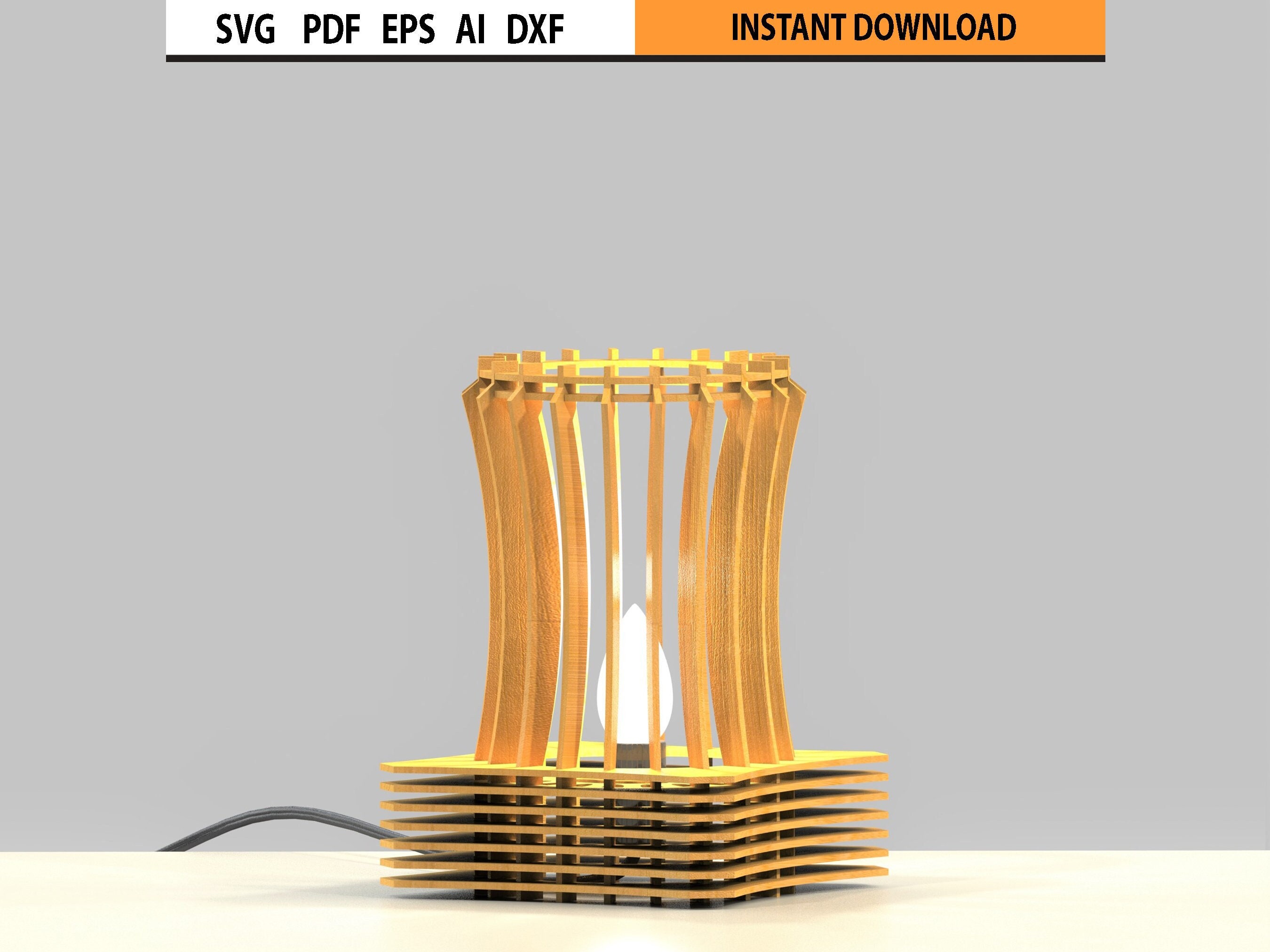 Laser Cut Table Lamp SVG | Modern Lampshade Glowforge Cricut DXF | Desk ...
