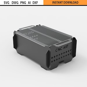 File dxf per la progettazione di un braciere con griglia tagliata al laser, griglia portatile pieghevole e braciere, braciere fai da te, file di progettazione barbecue DXF per taglio laser al plasma CNC