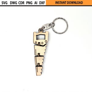 Laser Cut Flexible Hand saw Keychain Design SVG, Laser Cut flexi Key holder, Movable Wooden Figure, Laser cut Fidget Wooden Mechanical Toy