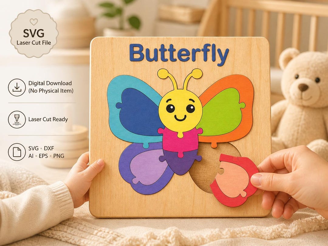 Butterfly Puzzle SVG – Montessori Laser Cut Wooden Toy File - Etsy