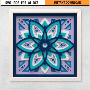 3D Multilayer Mandala Design SVG | Layered Geometric Mandala DXF File | Laser Cut Multilayer Mandala | Multilayer Mandala Wall Art SVG File