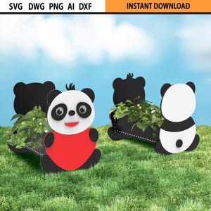 Laser geschnittener Baby Panda Pflanzer, niedlicher Tierpflanzer, Gartenverzierung, Laser geschnittener Pflanzenkasten, dekorativer Pflanzer, Laser geschnittener Kinderpflanzer SVG