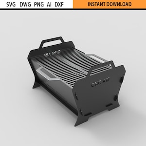 Archivo DXF de diseño de parrilla para fogatas cortadas con láser, parrilla y fogatas plegables portátiles, fogatas de bricolaje, archivos de diseño de barbacoa DXF para corte láser de plasma CNC
