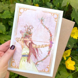 Artemis Göttin Kunst Karte A5 _ Wild Feminine Aquarell Druck _ Leer Mond Karte _ Altar oder Wand Kunst _ Laura Bosley Illustration