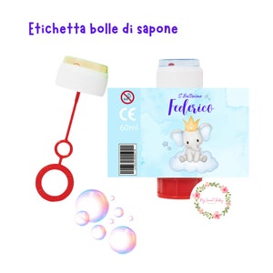 Bolle di sapone con etichetta personalizzata, compleanno, Battesimi, festa, regalo.
