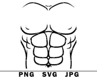 Six Pack Abs Costume SVG Printed Muscle Halloween Men Funny 