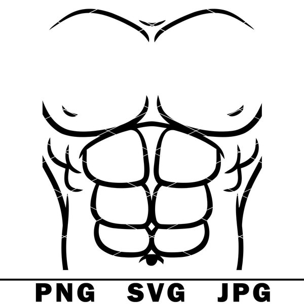 Six Pack Abs Costume SVG Printed Muscle Halloween Men Funny Bodybuilder PNG JPG Cut File