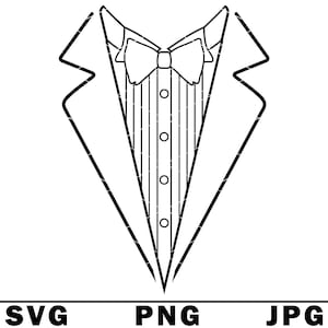 White Tie SVG Tuxedo Gentleman Suit White Groom Costume Halloween PNG JPG Cut File