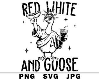 Rot, Weiß und Gans SVG 4. Juli Freiheitsstatue Unabhängigkeitstag Hot Dog PNG JPG Cut File