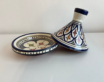 Hand-Painted Moroccan Tagine Pot: 9 inch Ceramic Serving Dish, Home Decor