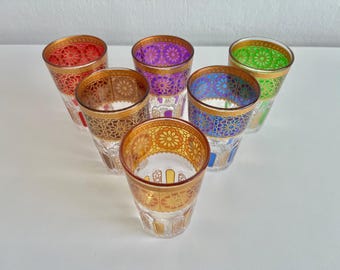 Free Shipping,Moroccan Tea Glasses: Multicolored Luxury Set of 6