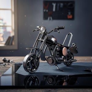 Free Shipping, Handmade Miniature Motorcycle: Vintage Motorbike Office Decor image 1