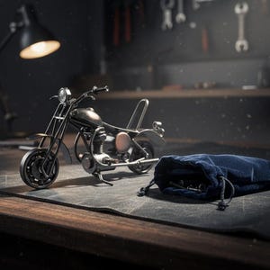Free Shipping, Handmade Miniature Motorcycle: Vintage Motorbike Office Decor image 12