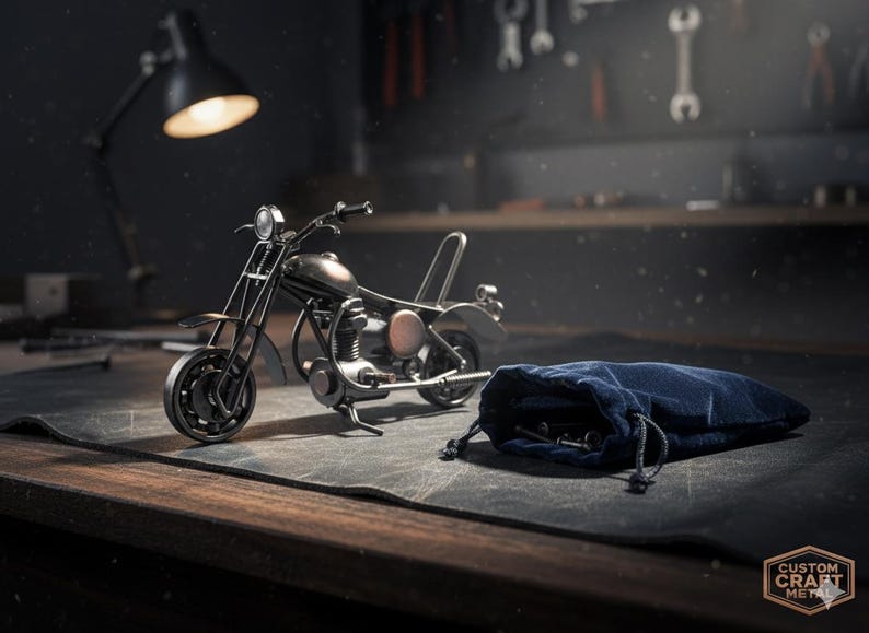 Free Shipping, Handmade Miniature Motorcycle: Vintage Motorbike Office Decor image 12