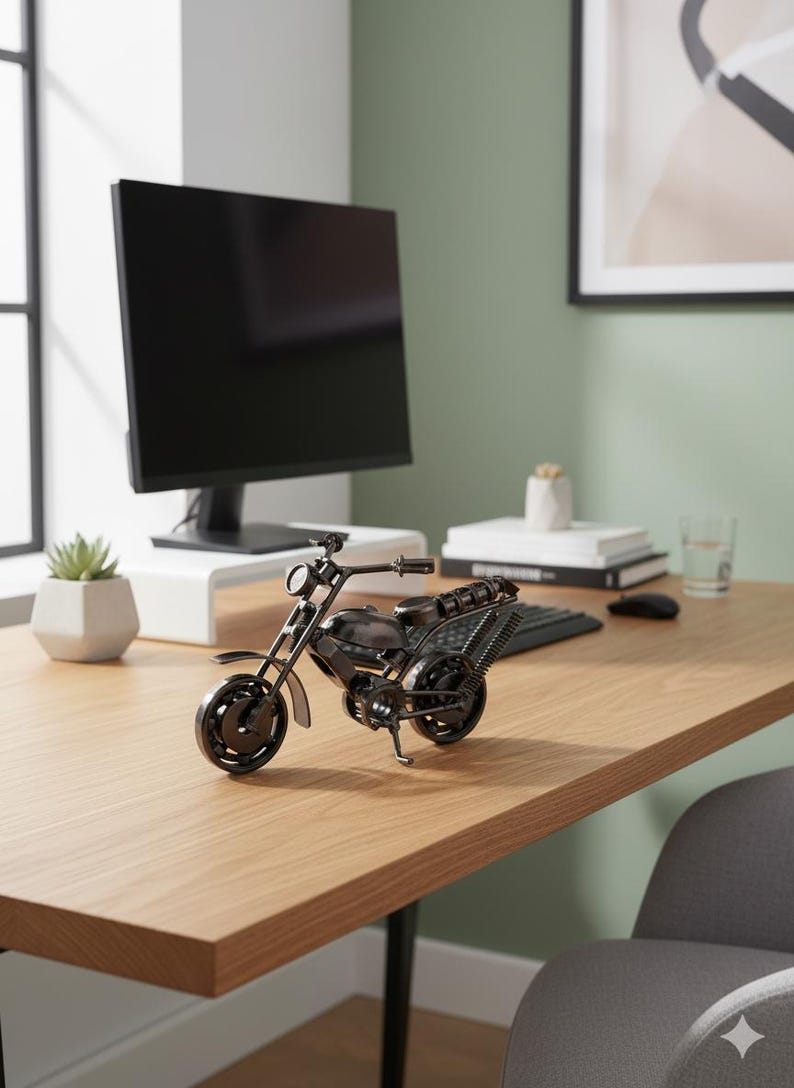 Free Shipping, Handmade Miniature Motorcycle: Vintage Motorbike Office Decor image 10