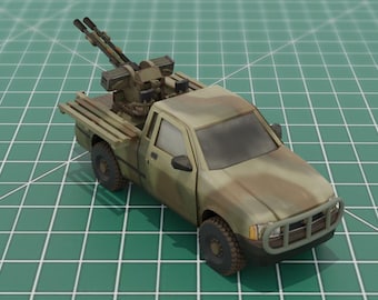 ZU-23-2 Technical Pickup Truck Wargame Miniature – 1:72 Scale 3D Print (STL/3MF)