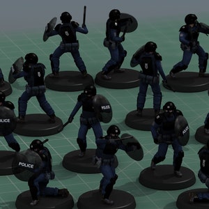 Riot Police 3D Print Miniatures