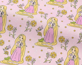 Tangled Rapunzel Pink Cotton Fabric - Cartoon Fabric - 100% Cotton - Quilting Fabric - Sold by The 1/2 Yard