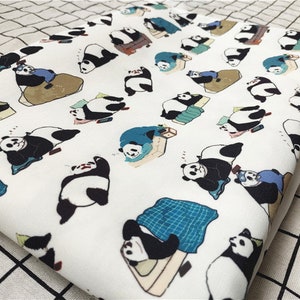 Panda Fabric - Cartoon Twill Fabric - Fine Canvas Fabric - Quilting Fabric - By The Half Yard