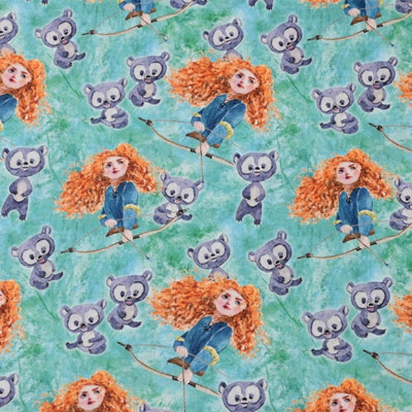 Princesse Merida Brave Fabric - Cartoon Fabric - 100% Cotton Fabric - Quilting Fabric - By The Half Yard