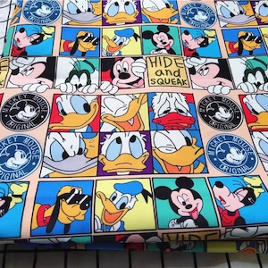 Disney Fabric - Mickey Mouse and Donald Duck - Cartoon Twill Fabric - Fine Canvas Fabric - Quilting Fabric - By The Half Yard