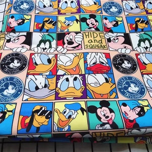 Disney Fabric - Mickey Mouse and Donald Duck - Cartoon Twill Fabric - Fine Canvas Fabric - Quilting Fabric - By The Half Yard