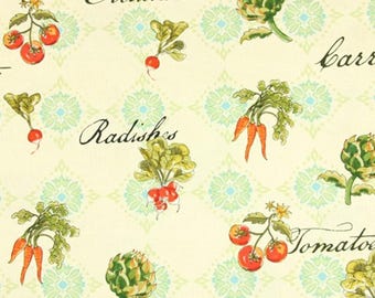 Watercolor Garden Vegetable Fabric - Cartoon Fabric - 100% Cotton Fabric - Quilting Fabric - Sold by The 1/2 Yard