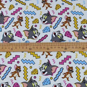 Tom and Jerry Fabric- Cartoon Fabric - 100% Cotton Fabric - Quilting Fabric - By The Half Yard