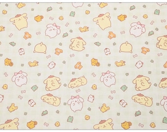 Sanrio Pompom Purin Fabric - Japanese Anime Fabric- Cartoon Fabric - 100% Cotton Fabric - Quilting Fabric -Sold by The 1/2 Yard