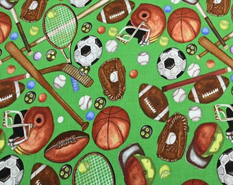 Sports Equipment Fabric - 100% Cotton Fabric - Quilting - By The 1/2 Yard