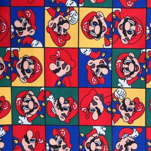Super Mario Fabric - Japanese Anime Fabric- Cartoon Twill Fabric - Fine Canvas Fabric - Quilting Fabric - By The Half Yard