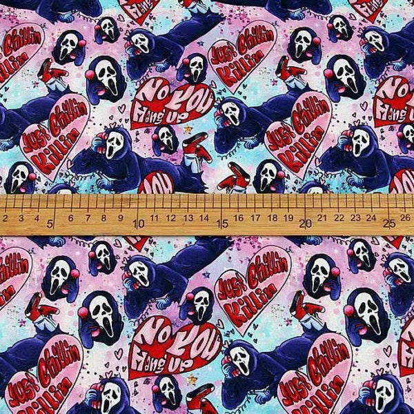 Iconic Horror Villains Fabric- Scream Horror Halloween Cartoon Fabric - 100% Cotton Fabric - Quilting Fabric - By The Half Yard