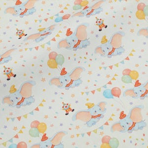 Dumbo Fabric, Circus Elephant Cotton, 100% Cotton Yard, Sold by The 1/2 Yard