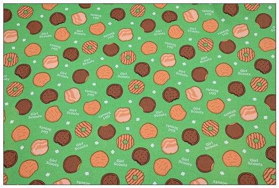 Girl Scout Cookie Fabric- Cartoon Fabric - 100% Cotton Fabric - Quilting Fabric - By The Half Yard