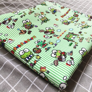 Sanrio  Keroppi Fabric - Cartoon Twill Fabric - Fine Canvas Fabric - Quilting Fabric - By The Half Yard