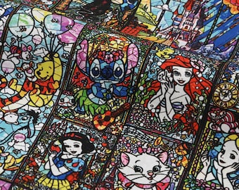 Disney Characters Collage Fabric - Cartoon Fabric - 100% Cotton Fabric - Quilting Fabric - By The Half Yard