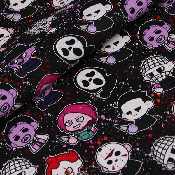 Halloween Fabric Gothic Fabric Jason Fabric Freddy Fabric Chucky Fabric- Cartoon Fabric - 100% Cotton Fabric - By The Half Yard