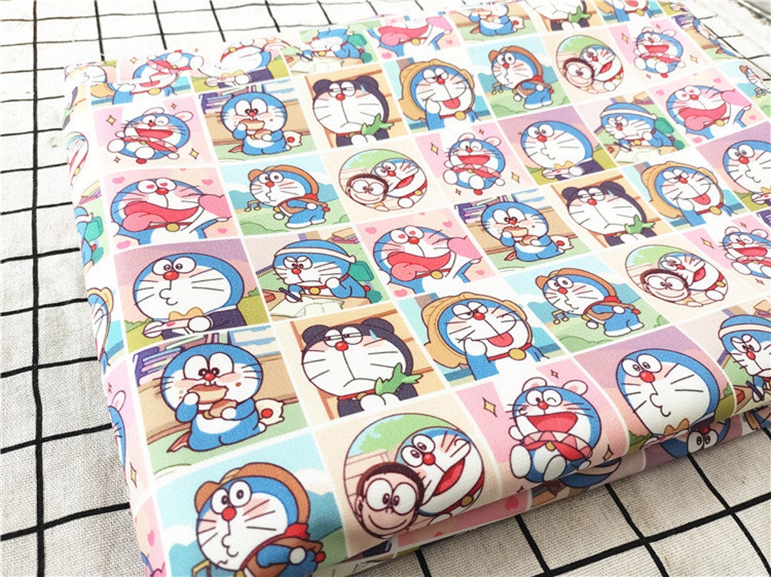 Doraemon Fabric Cartoon Twill Fabric Fine Canvas Fabric Quilting Fabric