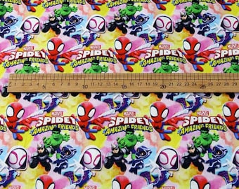 Spider-Man avenger Fabric - Cartoon Fabric - 100% Cotton Fabric - Quilting Fabric - Sold by The 1/2 Yard
