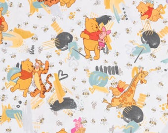 Winnie the Pooh Fabric - Pooh and Friends Fabric - Cartoon Fabric - 100% Cotton Fabric - Quilting Fabric - Sold by The 1/2 Yard