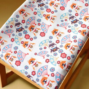 Shiba inu Fabric - Cartoon Twill Fabric - Fine Canvas Fabric - Quilting Fabric - By The Half Yard