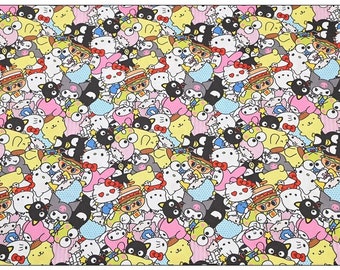 Sanrio My Melody Hello Kitty Fabric - Japanese Anime Fabric - Cartoon Fabric - 100% Cotton Fabric - Quilting Fabric - Sold by The 1/2 Yard
